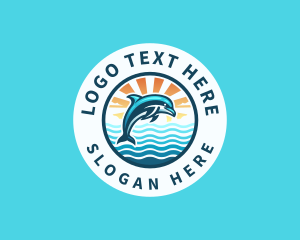 Beach - Ocean Dolphin Sunset logo design