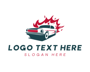Road Trip - Flaming Auto Car logo design