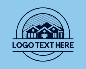 Roof - House Property Badge logo design