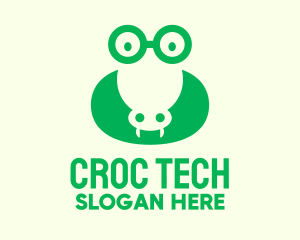 Croc - Green Nerd Aligator logo design