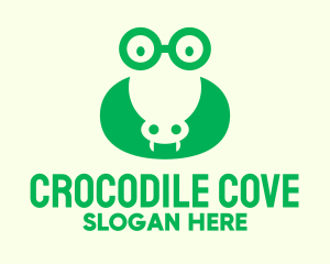 Crocodile - Green Nerd Aligator logo design