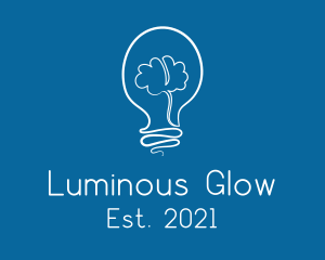 Illuminated - Light Bulb Brain logo design
