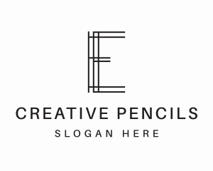 Geometric Lines Letter E logo design