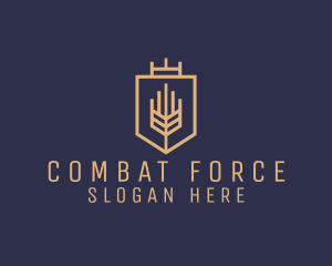 Shield - Geometric Wheat Crest logo design