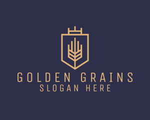 Grains - Geometric Wheat Crest logo design
