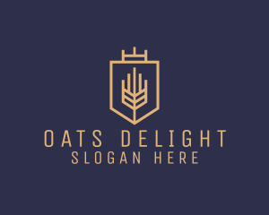 Oats - Geometric Wheat Crest logo design