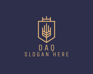 Flour - Geometric Wheat Crest logo design