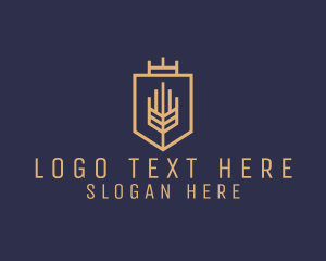 Draught Beer - Geometric Wheat Crest logo design