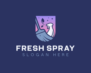 Broom Spray Bottle Cleaning logo design