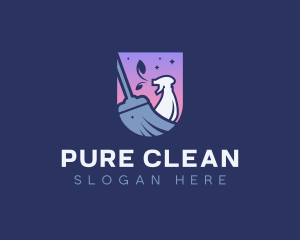 Broom Spray Bottle Cleaning logo design