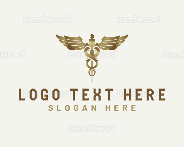 Caduceus Staff Medical Health Logo