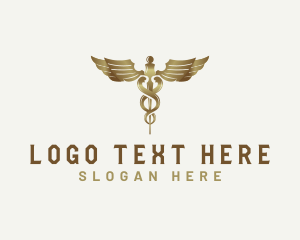 Staff Of Hermes - Caduceus Staff Medical Health logo design