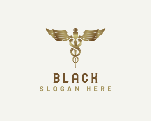 Caduceus Staff Medical Health logo design