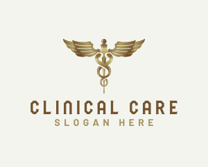 Caduceus Staff Medical Health logo design