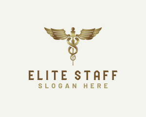 Staff - Caduceus Staff Medical Health logo design