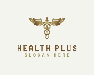 Caduceus Staff Medical Health logo design