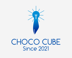 Publisher - Blue Lightbulb Pen logo design