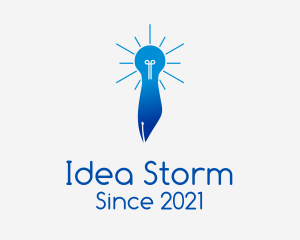 Blue Lightbulb Pen logo design