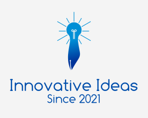 Blue Lightbulb Pen logo design