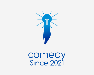Writer - Blue Lightbulb Pen logo design