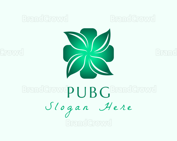 Green Gradient Leaves Cross Logo
