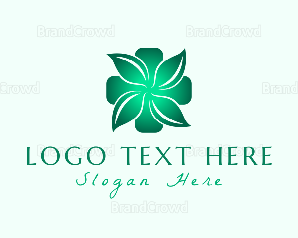 Green Gradient Leaves Cross Logo