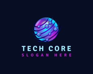 Tech Bubble Sphere logo design