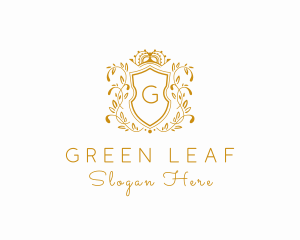 Royal Leaf Crest Crown logo design