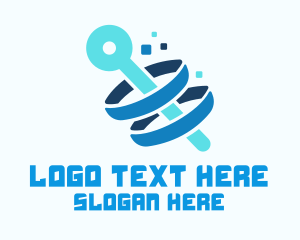 Blue Technology Orbit logo design