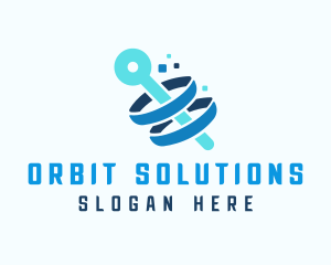 Blue Technology Orbit logo design