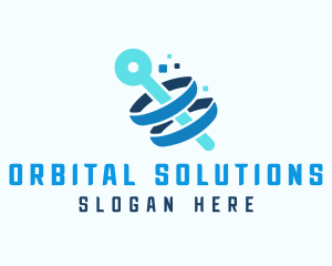 Blue Technology Orbit logo design