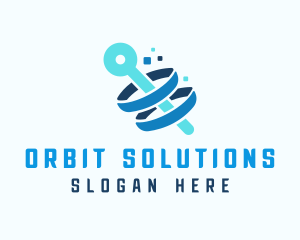 Blue Technology Orbit logo design