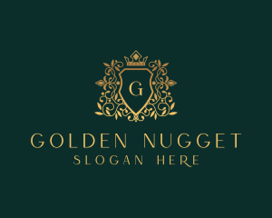 Golden Vine Wreath Shield logo design