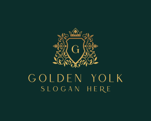 Golden Vine Wreath Shield logo design