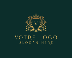 College - Golden Vine Wreath Shield logo design