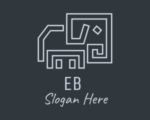 Zoo - Gray Elephant Line Art logo design