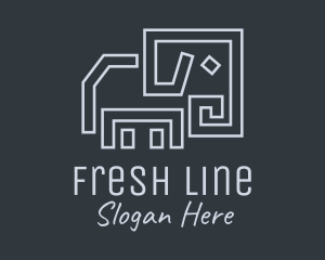 Gray Elephant Line Art logo design