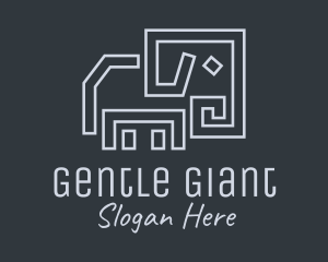 Elephant - Gray Elephant Line Art logo design