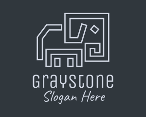Gray - Gray Elephant Line Art logo design