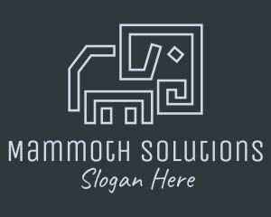 Mammoth - Gray Elephant Line Art logo design