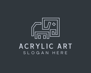 Gray Elephant Line Art logo design