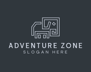 Gray Elephant Line Art logo design