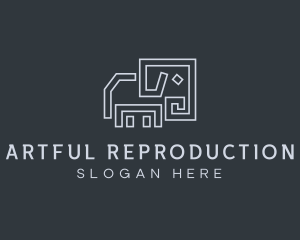 Gray Elephant Line Art logo design