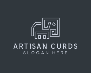 Gray Elephant Line Art logo design