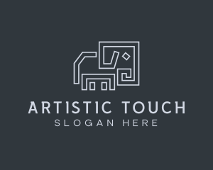 Gray Elephant Line Art logo design