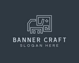 Gray Elephant Line Art logo design