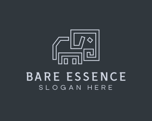 Gray Elephant Line Art logo design