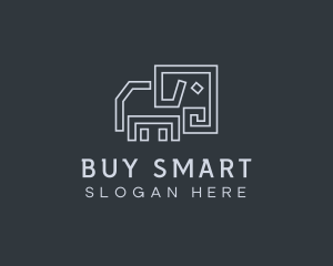 Gray Elephant Line Art logo design