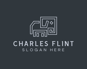 Gray Elephant Line Art logo design