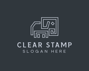 Gray Elephant Line Art logo design